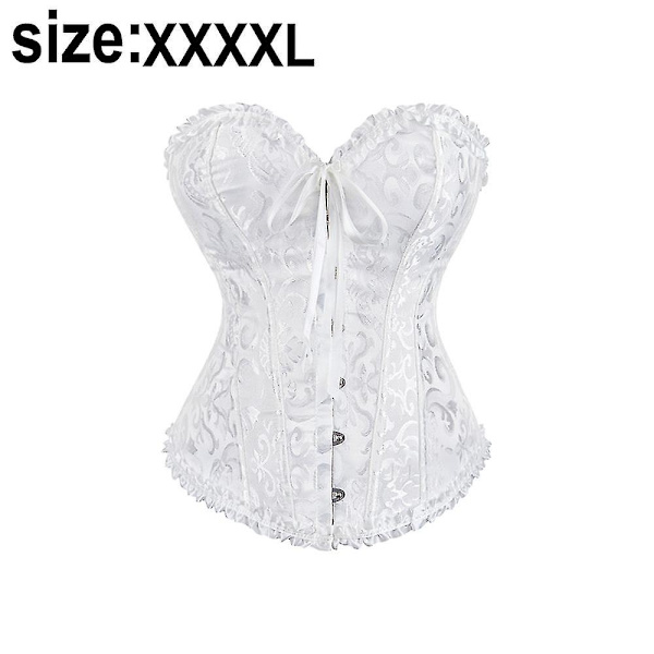 Naisten pitsillä kiinnitettävä luu-overbust-korsetti bustier alusvaatteet body shaper top prinsessakorsetti - Valkoinen Valkoinen-xs-Perfet White -xxxxl