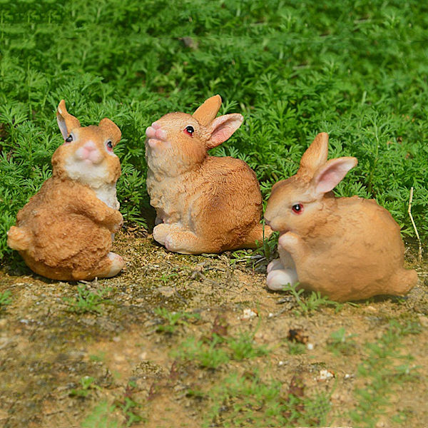 NOE 6stk Rabbit Mini Resin påskepynt - Perfet