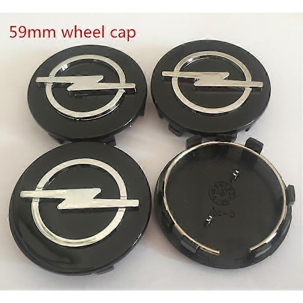 4 st Opel 56mm 59mm 60mm 65mm 68mm Bilhjulscentrumkåpa Navkåpa Hartsmärke Emblem för Astra Mokka Insignia Zafira Corsa Tigra-Perfet 59mm black cap