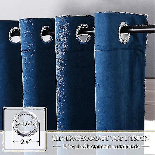 Luksuriøse termisk isolerede gardiner, tykke, solide, effektive mørklægningsgardiner - Perfekt Royal Blue W 59x H 71 150cm*180cm