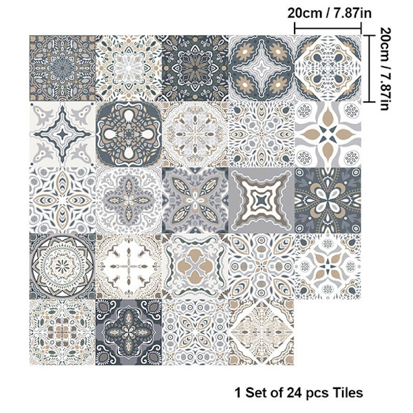 Grå Mosaik Kakel Stickers Golv Kök Badrum Väggdekoration- Perfet 20*20cm