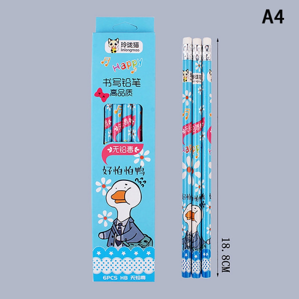 6kpl/laatikko Kawaii kynät n paperitarvikkeet e Cartoon HB Pen - Perfet A4