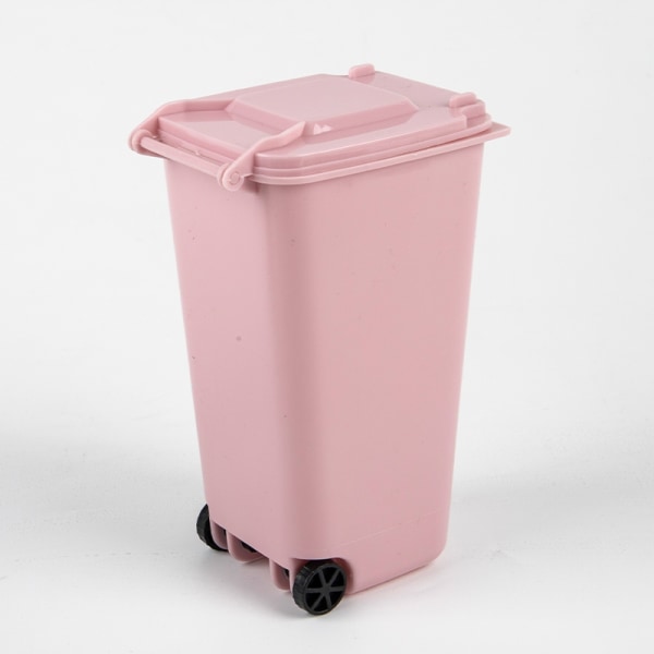 Mini Desktop papperskorg Plastsoptunnor med lock Hushållsklass - Perfet Pink One Size