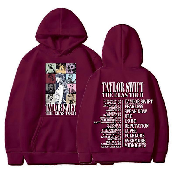 Unisex Hoodie Taylor The Eras Tour - Pojk- och Flicksweatshirt, Midnight Album Swift Print, Dam- och Herrkläder, Huvtröja - Perfekt Dark Red M