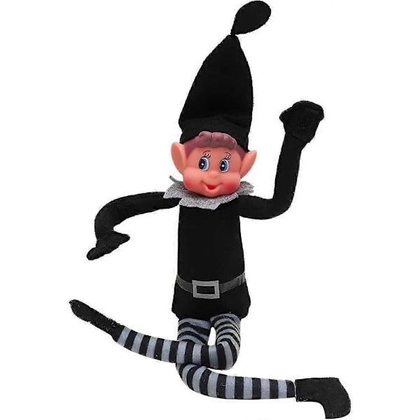 42 cm Jultomte som beter sig illa - Plyschleksak, Nyhet, Lång och Böjlig, Ostyrig Pojktomte på Hyllan, Jultomtar, Docka - Perfekt Black Boy