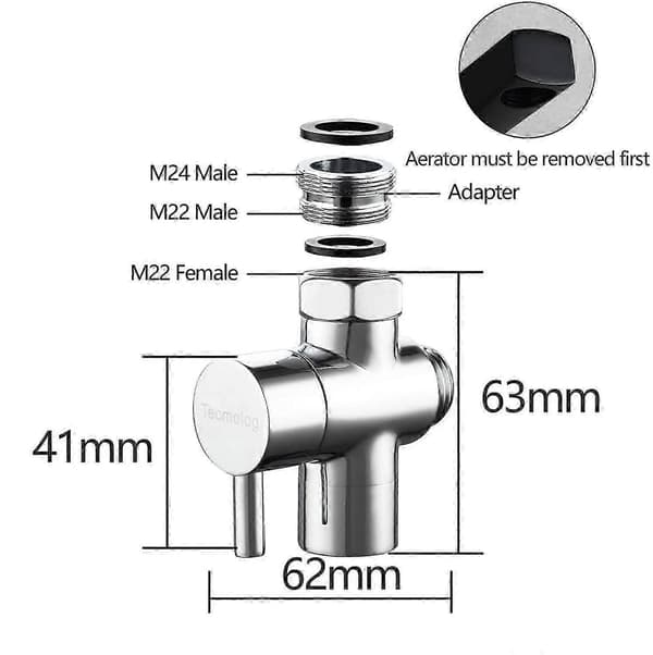 Messing Vask Ventil Omleder Kran Splitter, Kran Adapter 3-veis Kran Omlederventil, Krom-Perfekt White