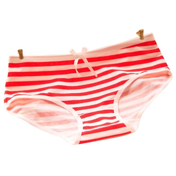 Søte undertøy for kvinner med striper og sløyfe, ren bomulls-truse, lav midje - Perfet Red