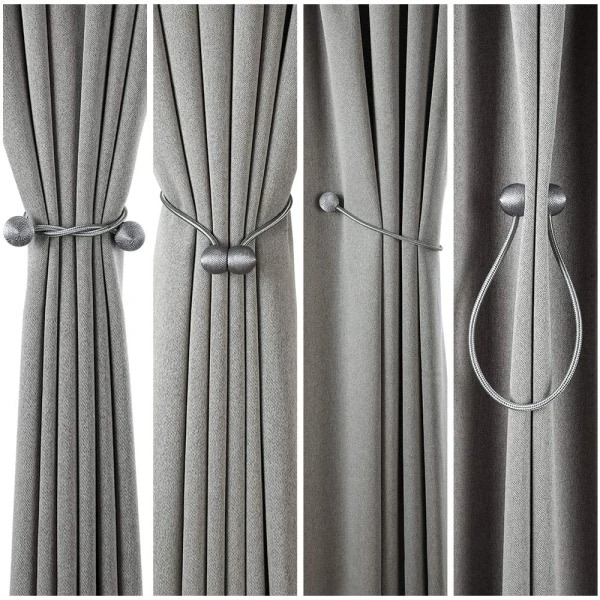 magnetisk gardinhållare silvergrå 2-pack gardin magnetisk stängning hemremmar - Perfet