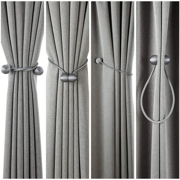 Magnetisk Gardinhållare Silvergrå 2-pack Gardin Magnetisk Stängning Hemremmar - Perfet