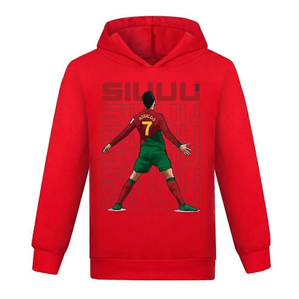 Julegaver Cristiano Ronaldo Hoodie VM Nr. 7 Fodboldstjerne Hoodie Piger Drenge Hættetrøje Trøje Topper Børn Teenagere-Perfekt Red 3-4years