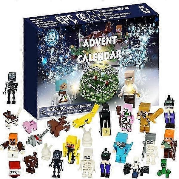 24 stk Julekalender Minecraft Samlet Byggeklodselegetøj Julegave Halloween Legetøj Gave Minifigur Sæt Puslespilgaver 24 stk-Perfet