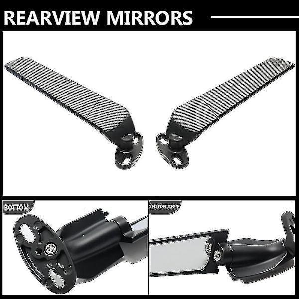 För Kawasaki Zx6r Zx636 Zx7r Zx9r Zx10r Modifierad Motorcykel 2st Speglar Vindvingar Justerbara Rotations Sidospeglar-Perfekt black B