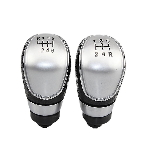 Växelspaksknopp, dammskydd, fodral, krage för Ford Fiesta 2008 2009 2010 2011 2012 - 5/6-växlad manuell - Perfekt 5 Speed Silver