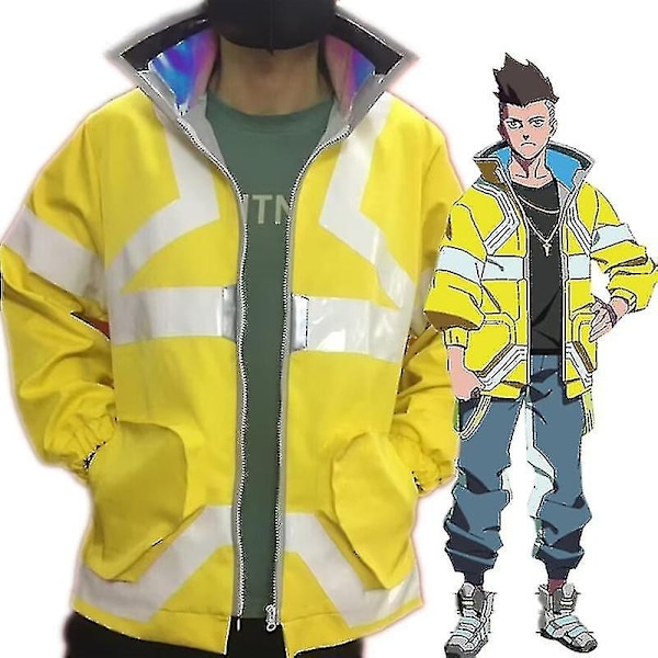 Anime Cyberpunk Edgerunners David Martinez Cosplay Kostyme Stående Krage Jakke Hoodie Glidelåsjakke Punk Voksen Menn-Perfekt XL