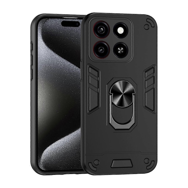 Iskunkestävä Metallinen Sormipidike Puhelinkotelo - Perfet Black Compatible with Blade A35 / A55