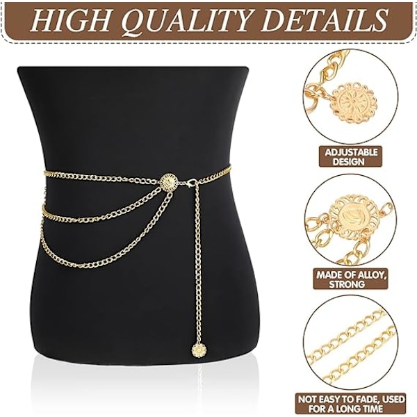 Silver Color-Women's Multilayer midjekedja Magkedja justerbar - Perfet