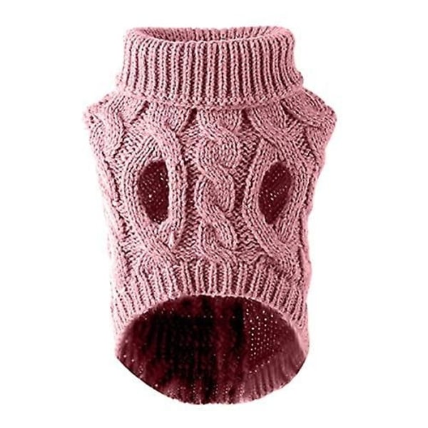 Pet Dog Turtleneck Neulepusero Talvilämmitin Paksuttava villapaita Neulottu Virkattu takkivaatteita Pienelle Keskisuurelle Koiran Pennulle - Perfet Pink XL