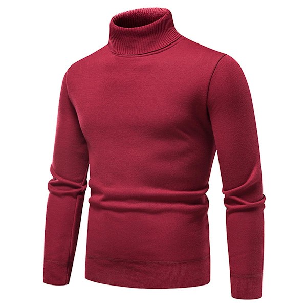 Yynuda Mænds Turtleneck Letvægts Slim Fit Trøje Casual Strikket Trøje - Perfet Wine red S