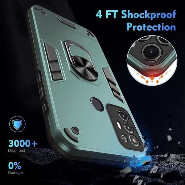 Støtsikkert Telefondeksel med Metallringholder - Perfekt Green Compatible with Blade A52