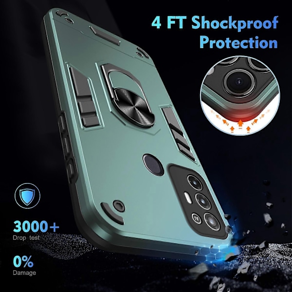 Stöttåligt Telefonfodral med Metallringhållare - Perfet Green Compatible with Blade A52
