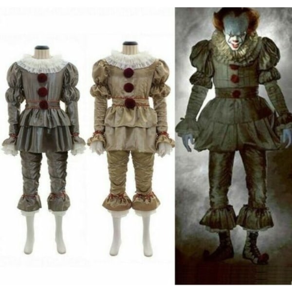 Halloween Cosplay Stephen King's It Pennywise klovnemaskekostume - perfekt Gold Men XL