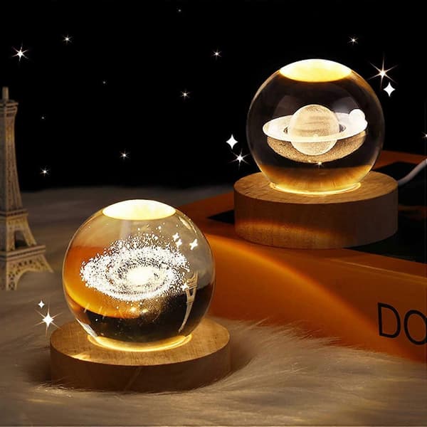 3D Galaxy Krystalkugle, Glas Galaxy Kugle Natlampe Rumlampe legetøj Planet Model-Perfekt