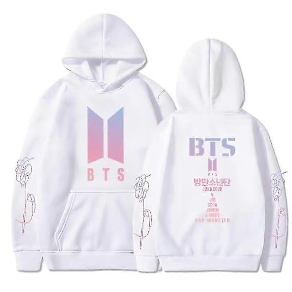 BTS Unisex Huvtröja med Huva Casual Hoodie Cosplay Jacka Topp V-Perfet white XL