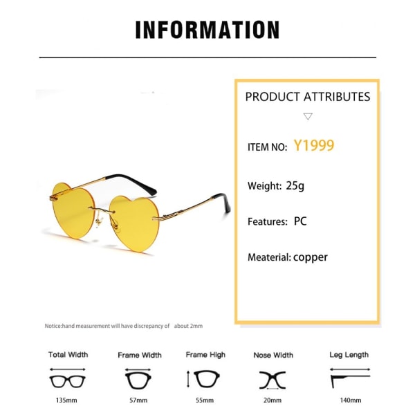 Hjertesolbriller Damesolbriller KLAR GUL- Perfet Clear Yellow