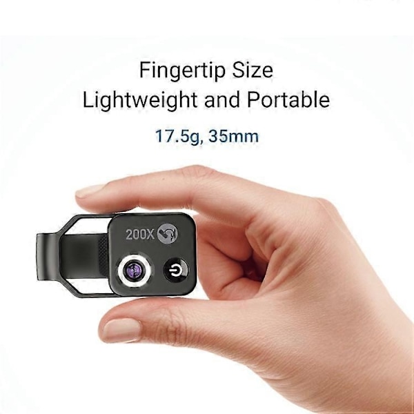 APEXEL APL-MS002CWH 200X Mobiltelefon HD CPL Makro Linse Mikroskop med LED Lys-Perfekt White