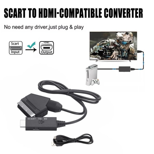 kabel til SCART til HDMI konverter DVD HD TV video adapter kabel - Perfet