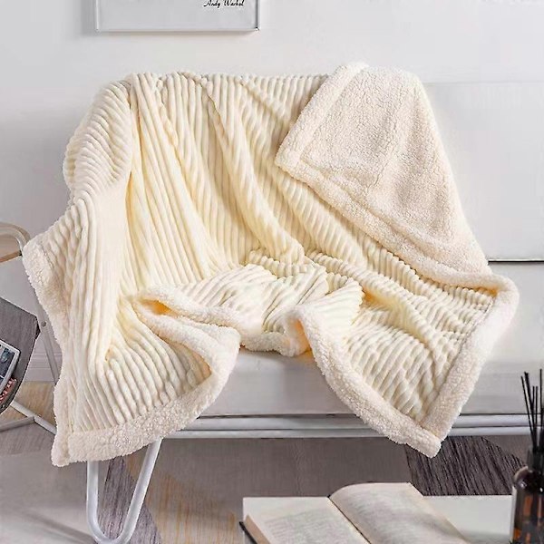Magisk Sammet Sherpa Filt Fleece Pläd Orange och Vit Sherpa Mjuk Plysch Fluffig Varm Mysig Tjock för Säng Soffa Soffbord Stol - Perfekt 5 100X150cm