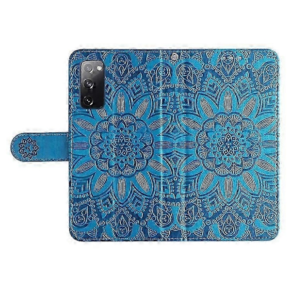 Kompatibel med Galaxy S20 FE / S20 FE 5G / S20 Lite Solros PU Läder Magnetiskt Plånboksfodral med Ställ - Perfekt Blue