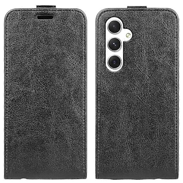 Kompatibel med R64 Textur Vertikal Flip Läder Telefonfodral-Perfet Black For Samsung Galaxy S24 5G