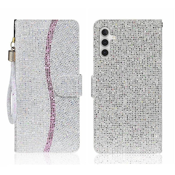 Glitter Puder Läderfodral Kompatibelt med Samsung Galaxy A15 5G-Perfet Silver
