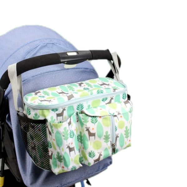 Pusletaske Opbevaringspose Hængepose Til barnevogn Tremmeseng mm - Perfet Vit m Rådjur + Sidofickor