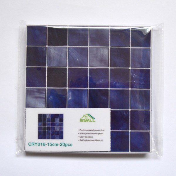20 st 3D mosaikplattor fästa med självhäftande heminredning - Perfet 9# Dark Blue 15x15cm