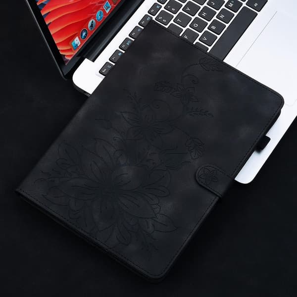 Preget skinnveske kompatibel med Samsung Galaxy Tab S9 / S9 FE - Perfekt Black
