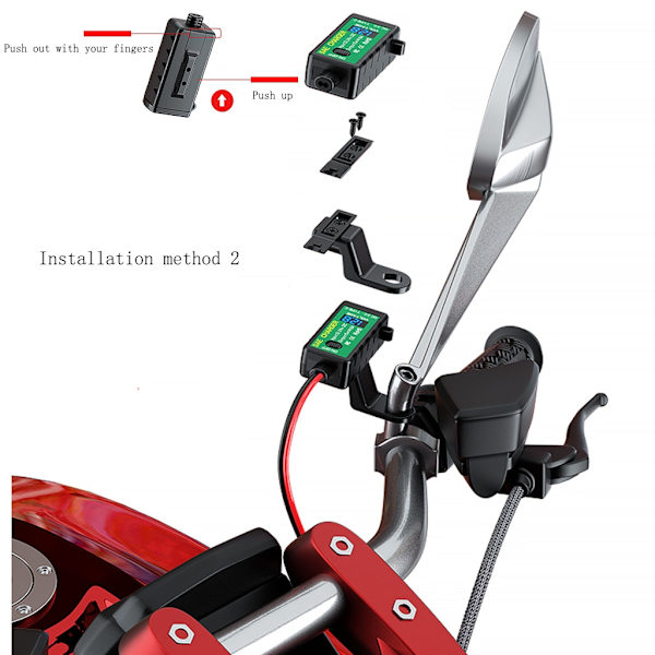 12V 24V moottoripyörä QC3.0 PD Type C -laturi SAE- USB sovittimella volttimittarilla ja ON/OFF-kytkimellä älypuhelimen tabletille GPS - Perfet