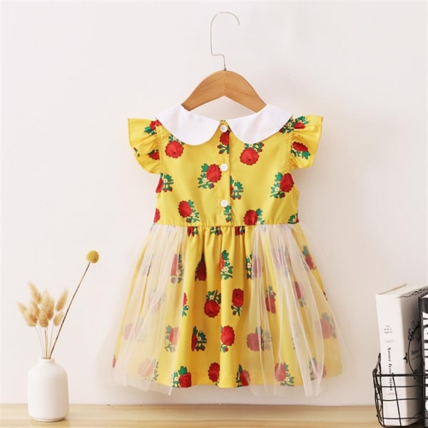 Girls Summer Printed Short Sleeve Mesh Party Dress - Perfet 4-5Y