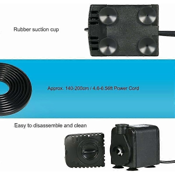 Senkbar Vannpumpe, 600L/T 8W Vannpumpe, for Akvarium Bordfontener, Dammer, Vannhager og Hydroponiske Systemer, AC220-240V-Perfekt