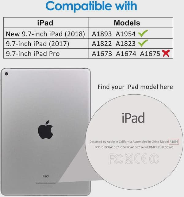 Skyddsfodral för Apple iPad (9,7 tum, 2018/2017 års modeller, 6:e/5:e generationen), svart