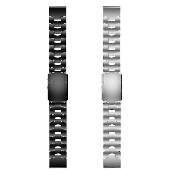 Hurtigmontert Titan + Rustfritt Stål Rem for Garmin Fenix 7x 7/6 6x Pro 5x Plus Rem Marq/enduro Belte Armbånd - Svart - Perfet Silver 26mm