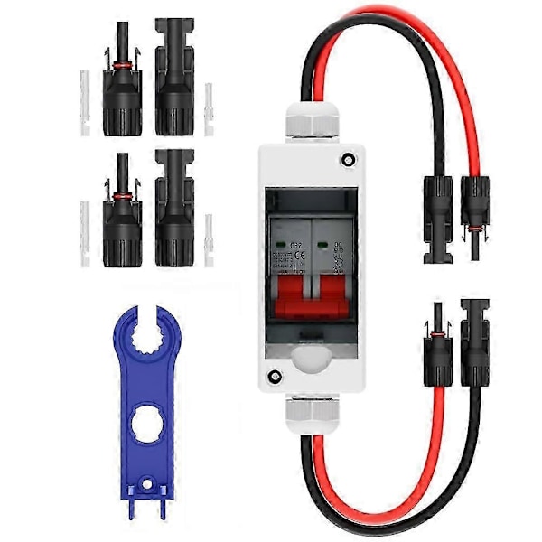 Solcellepanel Koblingsbryter, 32A DC 1000V Bryterboks PV Koblingsbryter med IP65 Vanntett Boks-Perfet DC 1000V
