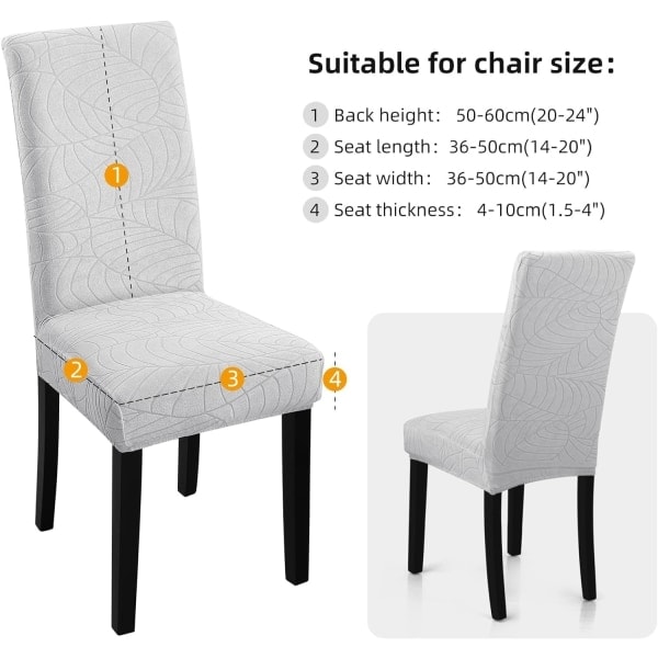 Pakketilbud Stoltrekk Stretch Avtakbare Vaskbare Spisestue Blader - Perfet Leaves-light Gray 6