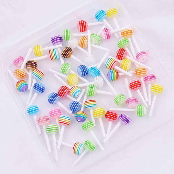 50 stk Mix Colors e Lollipop Candy Mini Nail Art Decorations 3D - Perfet