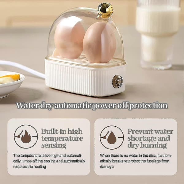 Munankeitin 2 munaa, Kompakti sähköinen munankeitin, Paras munankeitin keittää kaikki kolme kypsyysastetta - pehmeä, medium, kova Ty-Perfet White