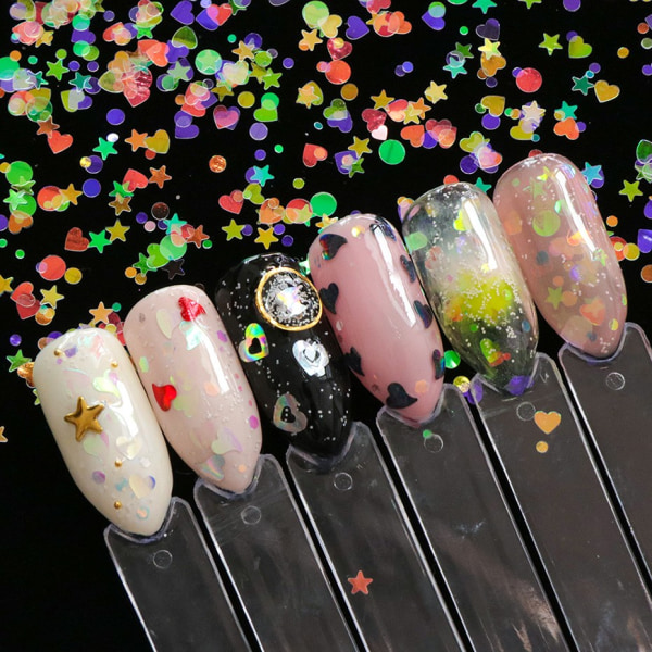 Nail Art Chip Glitter Butterfly Star Circle Heart Chip 1591 AB10 - Perfet HSH 09