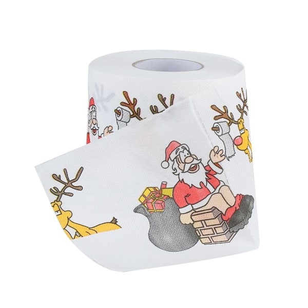 Jultoalettpapper hushållstomte bad toalettpapper julmaterial juldekoration pappershandduksrulle 10*10cm dekoration- Perfet