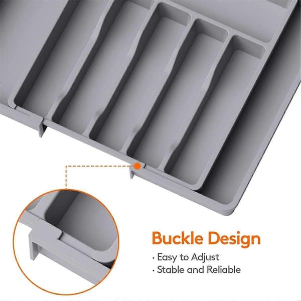 Besticklåda Organizer Utdragbar Bestickbricka för Kök, Justerbar Silverbestick och Flatware Ho-Perfet