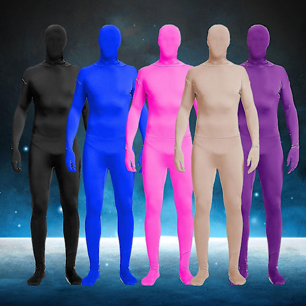 Kokonaismallinen Unisex Aikuisten Puku Huppu Spandex Venyvä Unitard Body Suit-Perfet Royal blue 150CM